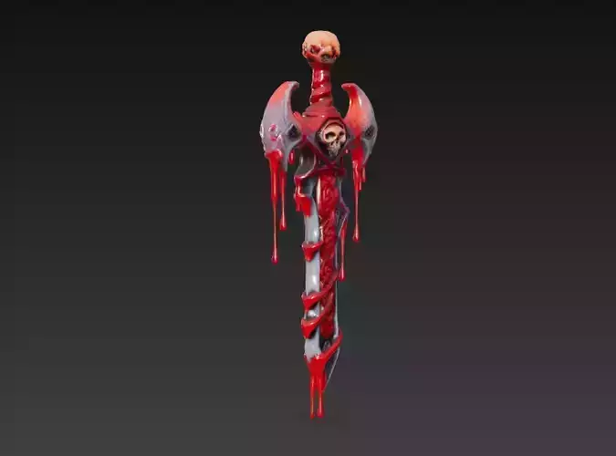 Crimson Reaperblade - Stylized Blood-Soaked Skull Sword 15K Low-poly 3D model Crimson Reaperblade - Stylized Blood-Soaked Skull Sword 15K Low-poly 3D model