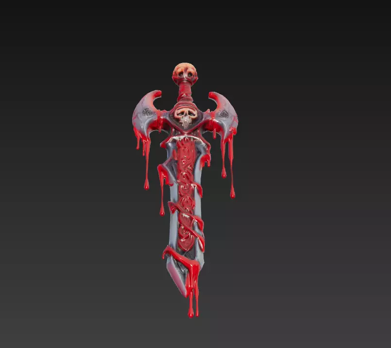 Crimson Reaperblade - Stylized Blood-Soaked Skull Sword 15K Low-poly 3D model_4