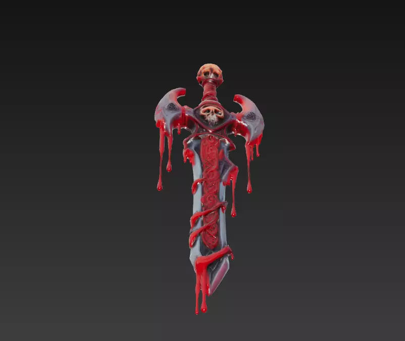 Crimson Reaperblade - Stylized Blood-Soaked Skull Sword 15K Low-poly 3D model_2