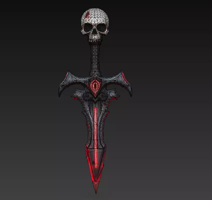 Skullheart Dagger - Infernal Eye Blade 3D Model Low-poly 3D model_2