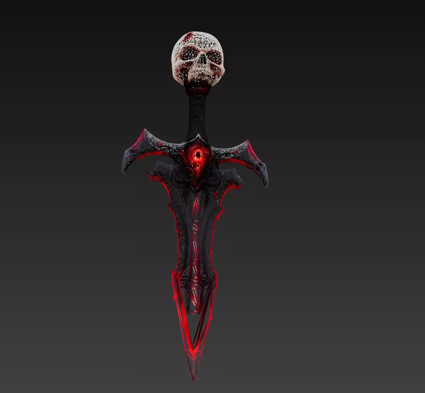 Skullheart Dagger - Infernal Eye Blade 3D Model Low-poly 3D model_1