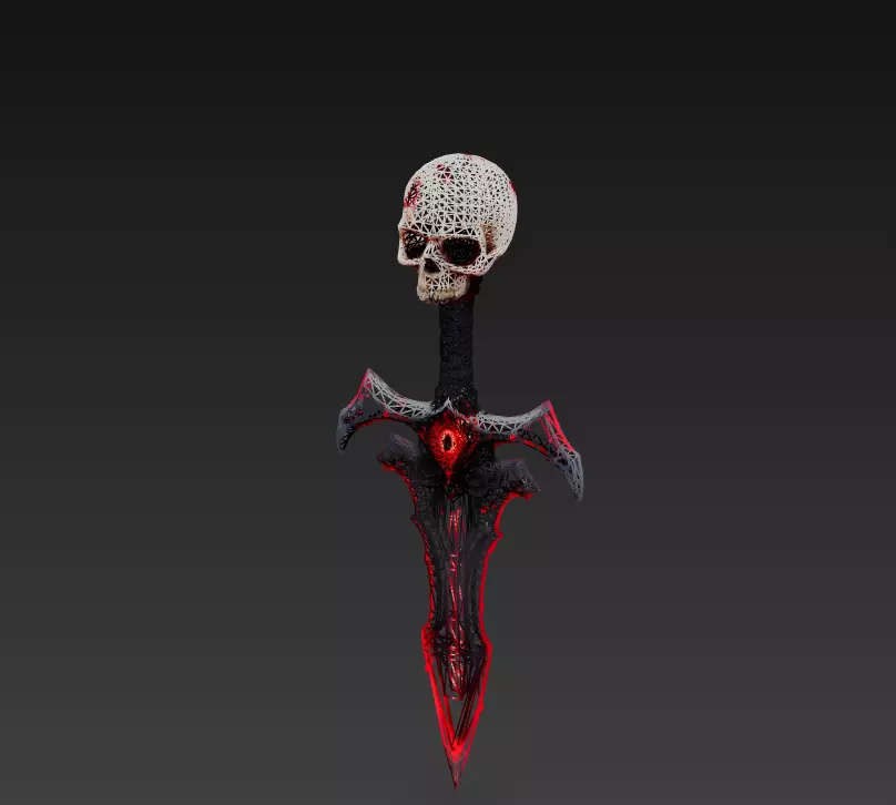 Skullheart Dagger - Infernal Eye Blade 3D Model Low-poly 3D model_0