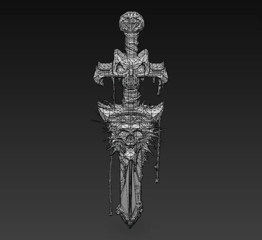 Vampiric Bloodfang - Stylized Halloween Skull Sword Low-poly 3D model_10