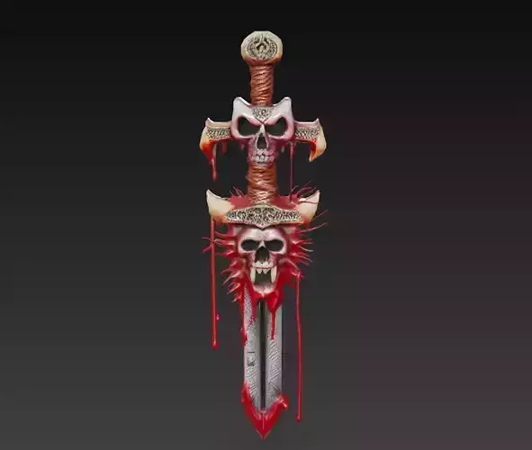 Vampiric Bloodfang - Stylized Halloween Skull Sword Low-poly 3D model Vampiric Bloodfang - Stylized Halloween Skull Sword Low-poly 3D model