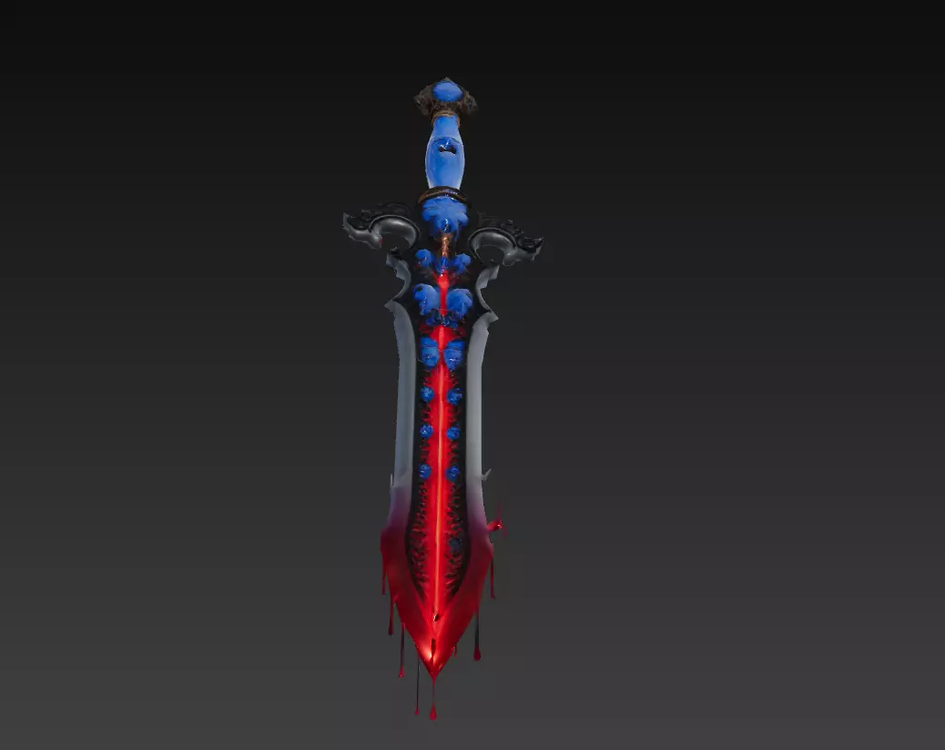 Abyssal Heartblade - Low Poly Stylized Blood Sword 10K Low-poly 3D model_0