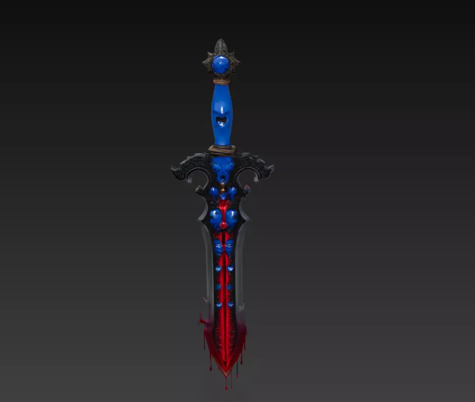 Abyssal Heartblade - Low Poly Stylized Blood Sword 10K Low-poly 3D model_1