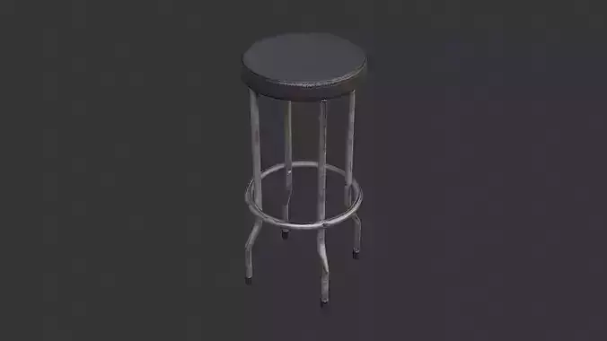 Disco Bar Stool with Metal Frame and Leather Seat