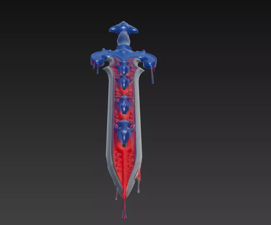 Crimson Torrentblade - Low Poly Cursed Fantasy Sword 10K Low-poly 3D model_0