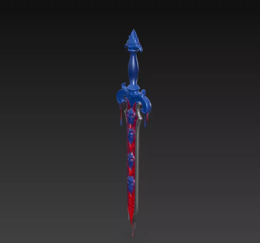 Crimson Torrentblade - Low Poly Cursed Fantasy Sword 10K Low-poly 3D model_2