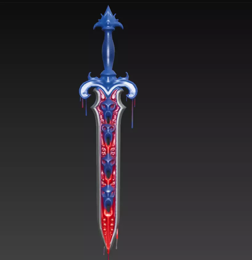 Crimson Torrentblade - Low Poly Cursed Fantasy Sword 10K Low-poly 3D model_5