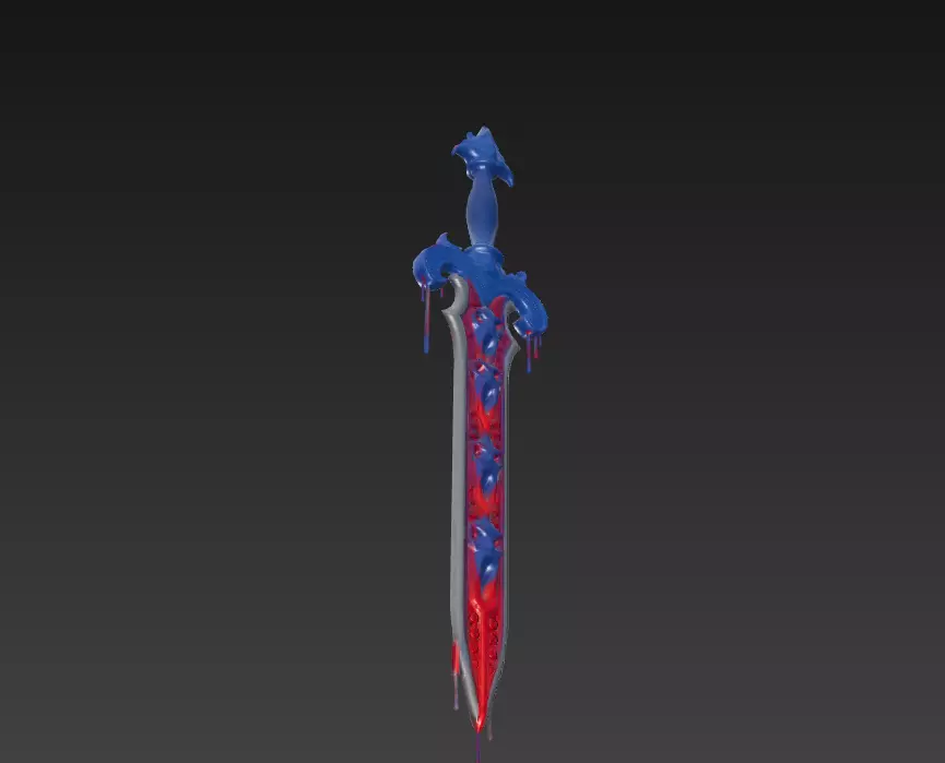 Crimson Torrentblade - Low Poly Cursed Fantasy Sword 10K Low-poly 3D model_3