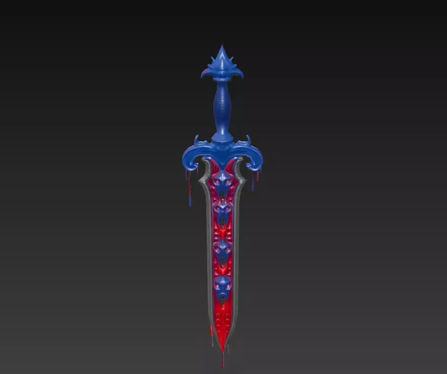 Crimson Torrentblade - Low Poly Cursed Fantasy Sword 10K Low-poly 3D model_1