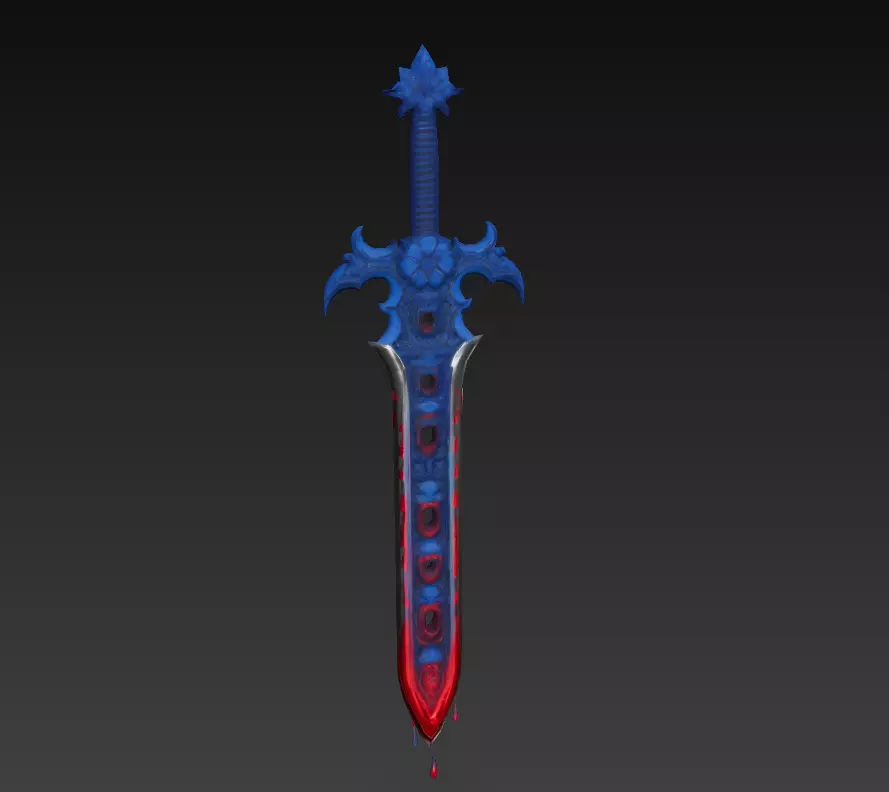 Cursed Bloodblade - Low Poly Stylized Fantasy Sword 10K Low-poly 3D model_6