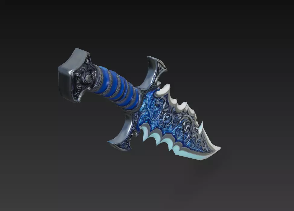 Leviathan Fangblade - Low Poly Stylized Oceanic Sword 10K Low-poly 3D model_2