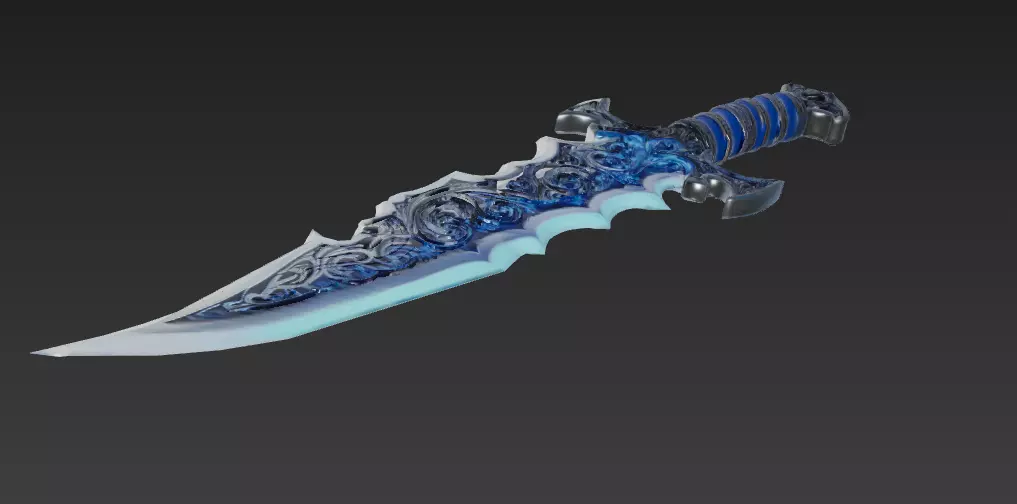 Leviathan Fangblade - Low Poly Stylized Oceanic Sword 10K Low-poly 3D model_4