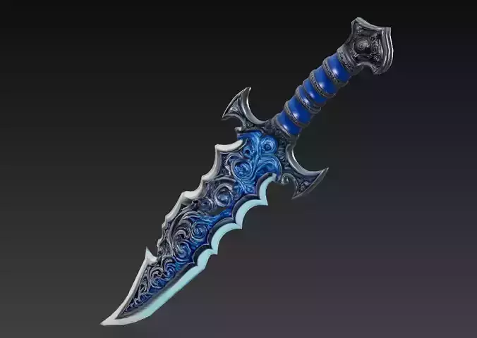 Leviathan Fangblade - Low Poly Stylized Oceanic Sword 10K Low-poly 3D model Leviathan Fangblade - Low Poly Stylized Oceanic Sword 10K Low-poly 3D model