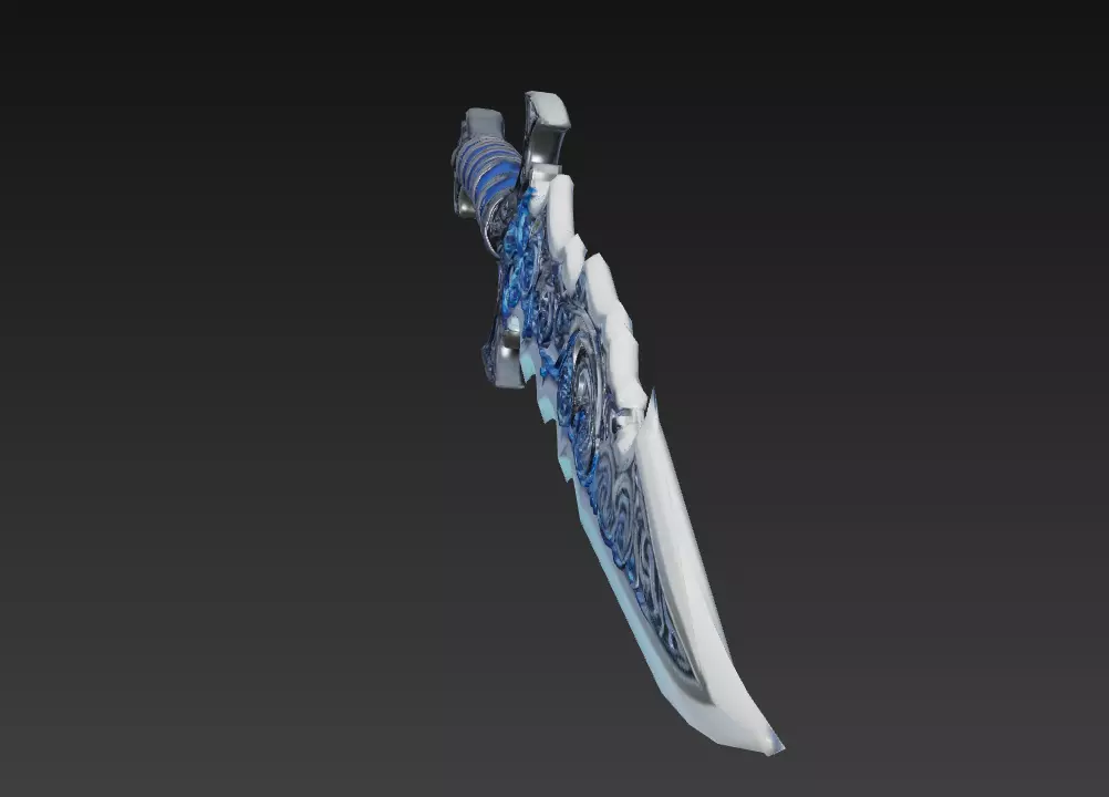 Leviathan Fangblade - Low Poly Stylized Oceanic Sword 10K Low-poly 3D model_6