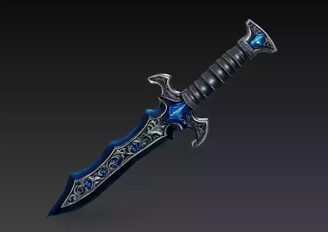 Shadow Sapphire Dagger - Low Poly Stylized Fantasy Weapon
