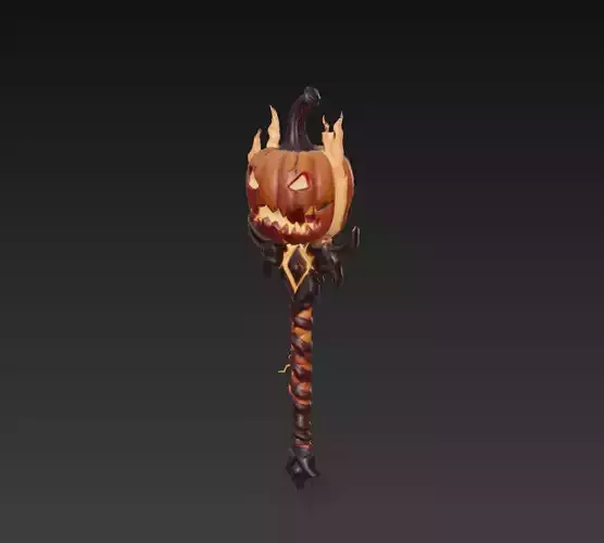 Pumpkinfire Mace - Stylized Halloween Flame Weapon Low-poly 3D model Pumpkinfire Mace - Stylized Halloween Flame Weapon Low-poly 3D model