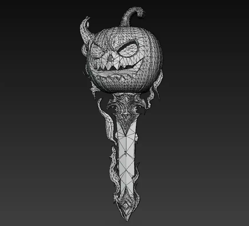 Pumpkinflame Dagger - Stylized Halloween Fire Blade Low-poly 3D model_7
