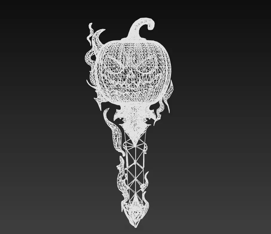 Pumpkinflame Dagger - Stylized Halloween Fire Blade Low-poly 3D model_8