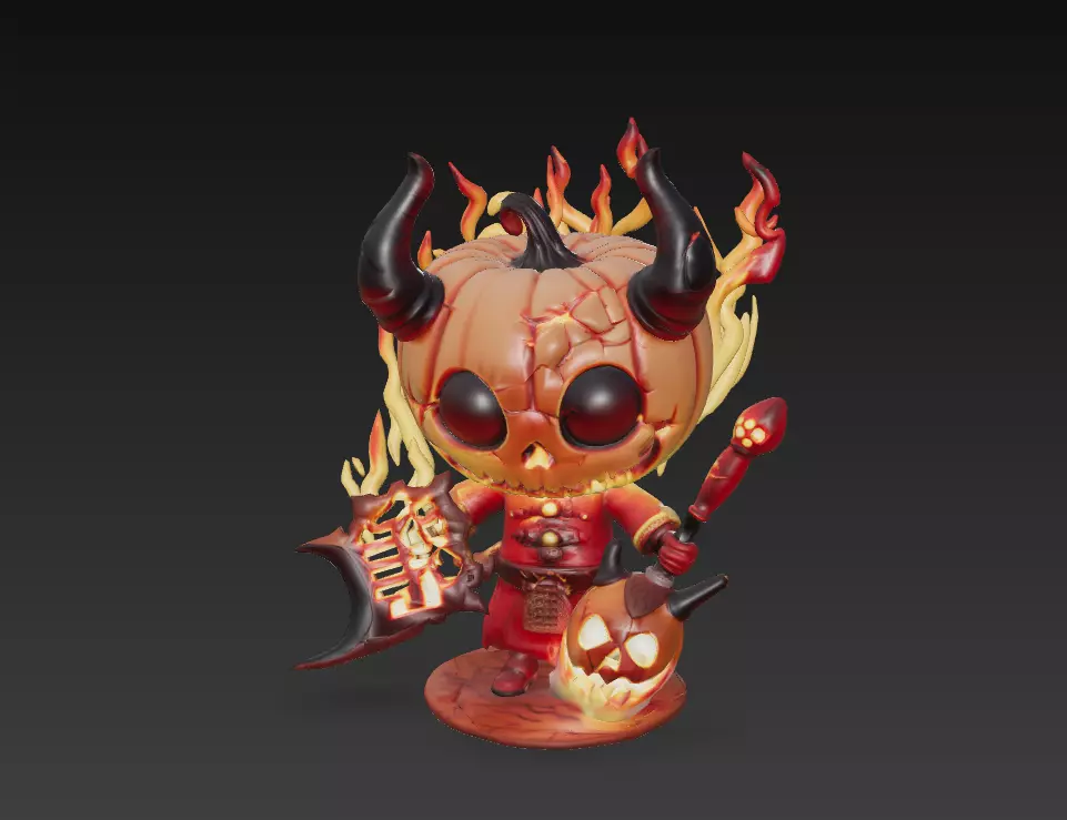 Molten Trickster - Low Poly Stylized Pumpkin Demon 10K Low-poly 3D model_0