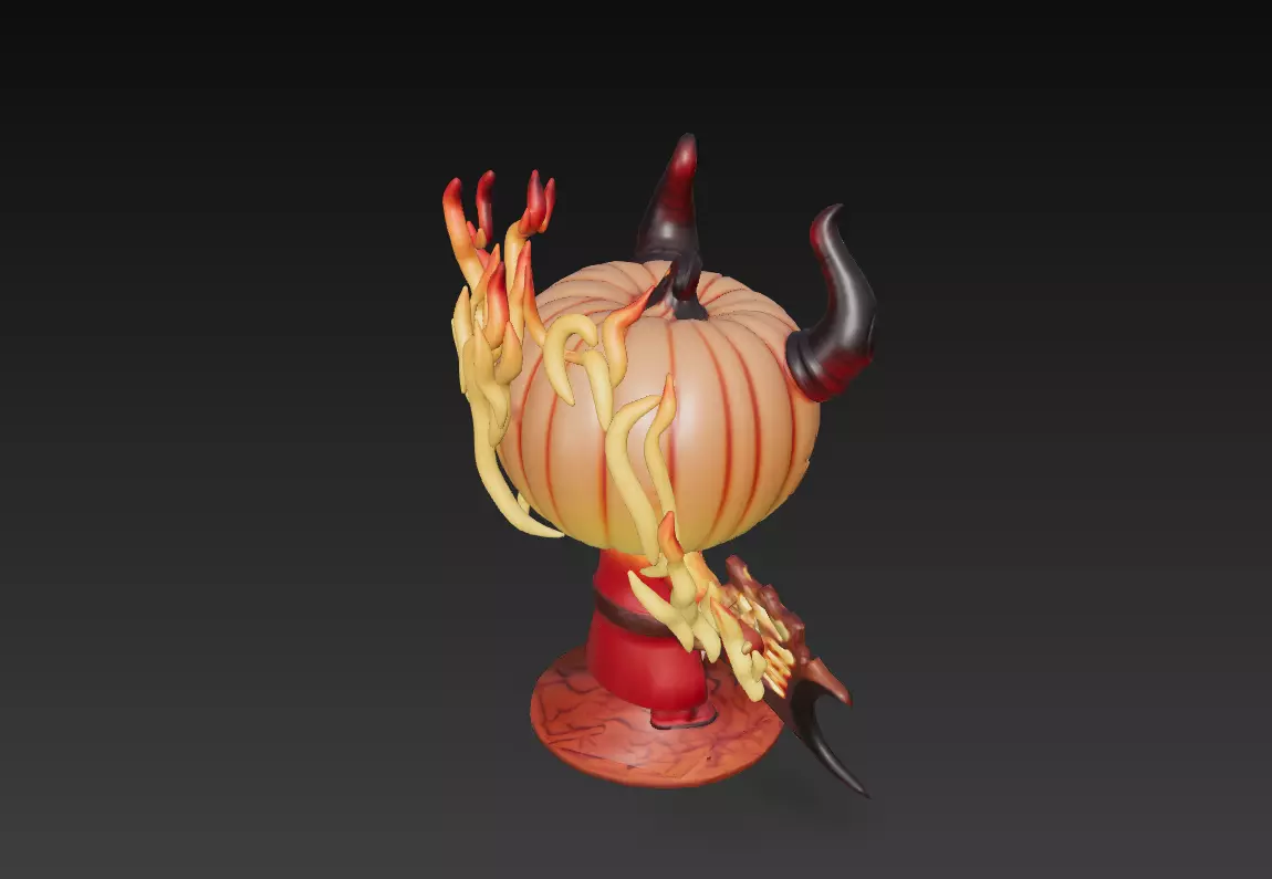 Molten Trickster - Low Poly Stylized Pumpkin Demon 10K Low-poly 3D model_3