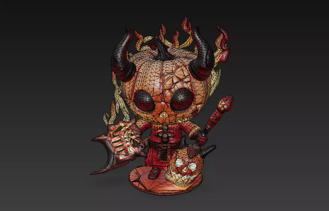 Molten Trickster - Low Poly Stylized Pumpkin Demon 10K Low-poly 3D model_5