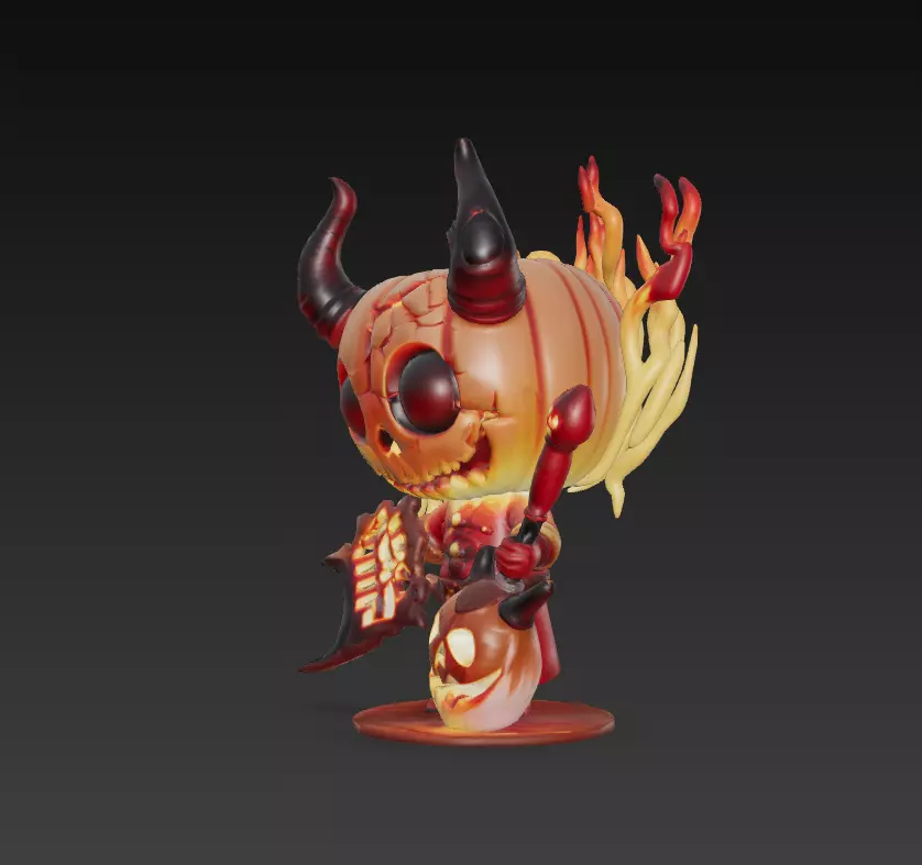 Molten Trickster - Low Poly Stylized Pumpkin Demon 10K Low-poly 3D model_4