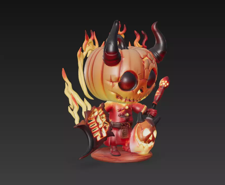 Molten Trickster - Low Poly Stylized Pumpkin Demon 10K Low-poly 3D model_1