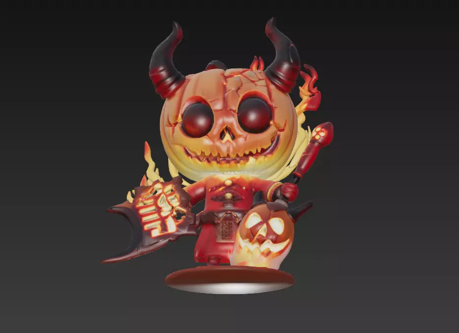Molten Trickster - Low Poly Stylized Pumpkin Demon 10K Low-poly 3D model_2