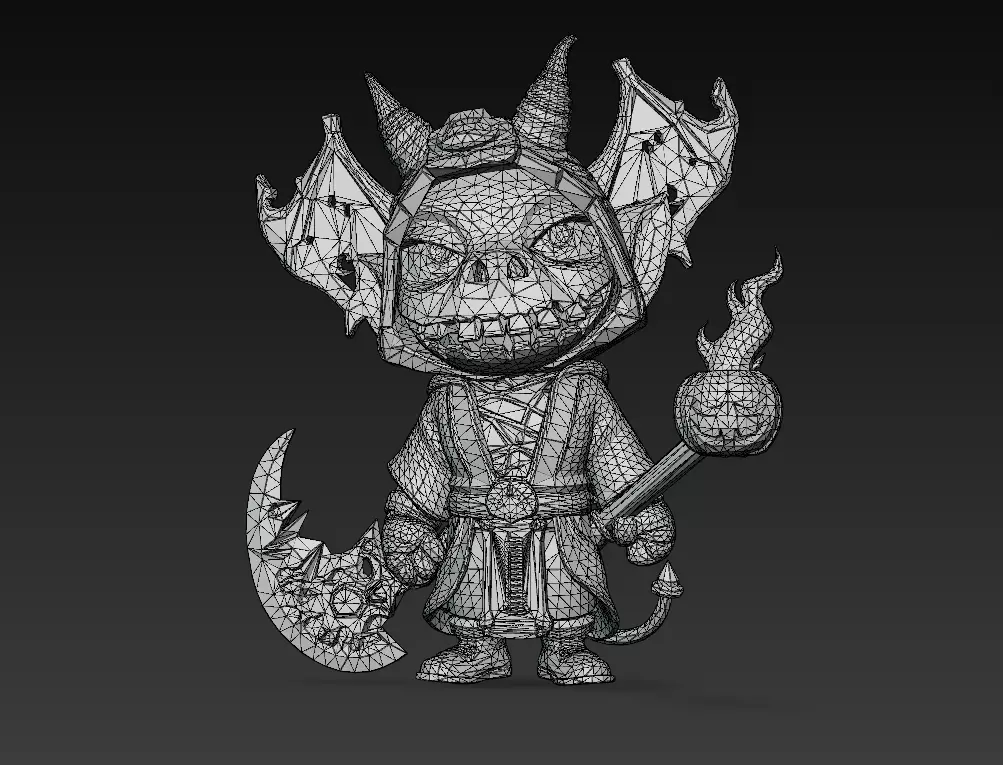 Flame Reaper - Low Poly Stylized Halloween Demon 10K Low-poly 3D model_8