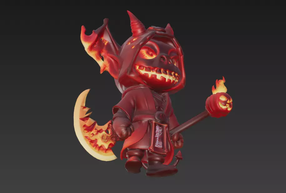Flame Reaper - Low Poly Stylized Halloween Demon 10K Low-poly 3D model_3