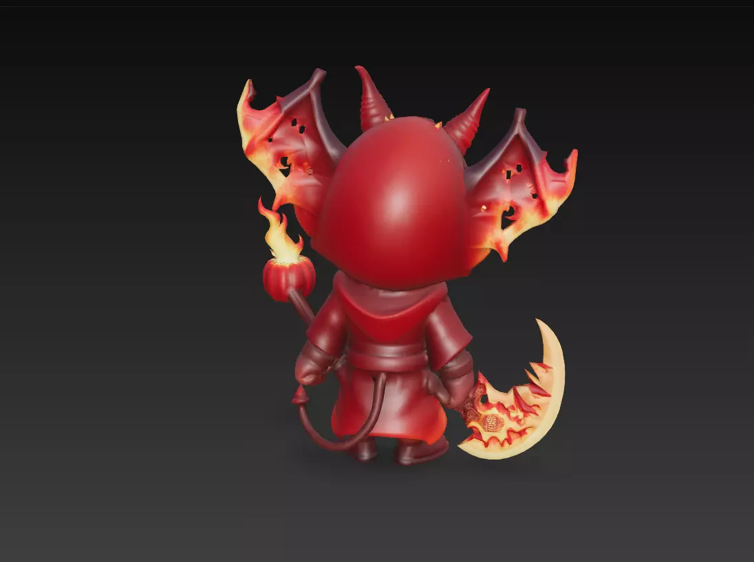 Flame Reaper - Low Poly Stylized Halloween Demon 10K Low-poly 3D model_6