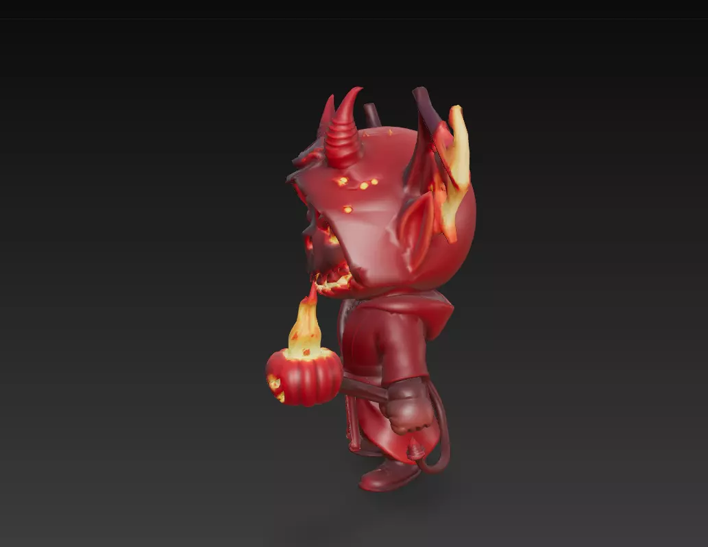 Flame Reaper - Low Poly Stylized Halloween Demon 10K Low-poly 3D model_4