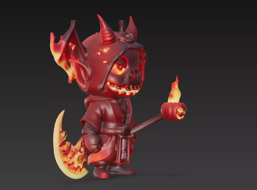 Flame Reaper - Low Poly Stylized Halloween Demon 10K Low-poly 3D model_1