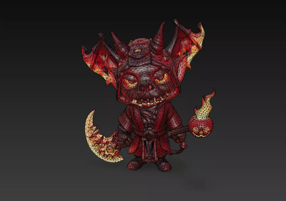 Flame Reaper - Low Poly Stylized Halloween Demon 10K Low-poly 3D model_7