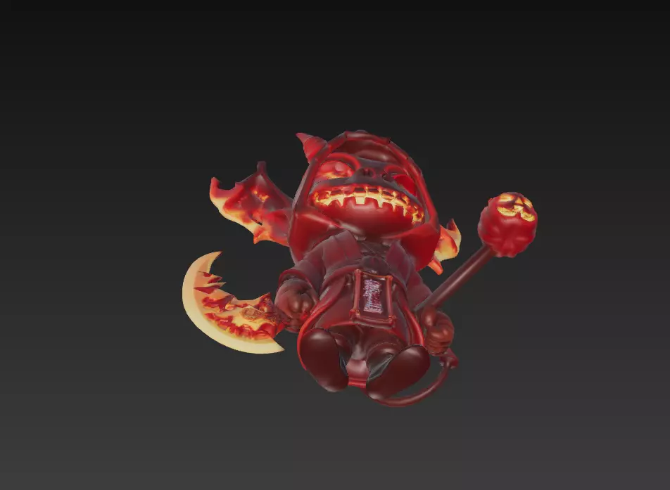 Flame Reaper - Low Poly Stylized Halloween Demon 10K Low-poly 3D model_5