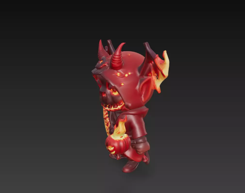 Flame Reaper - Low Poly Stylized Halloween Demon 10K Low-poly 3D model_2