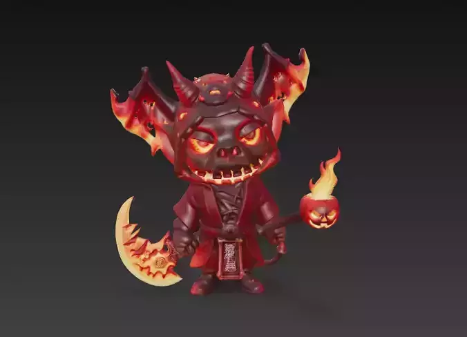 Flame Reaper - Low Poly Stylized Halloween Demon 10K Low-poly 3D model