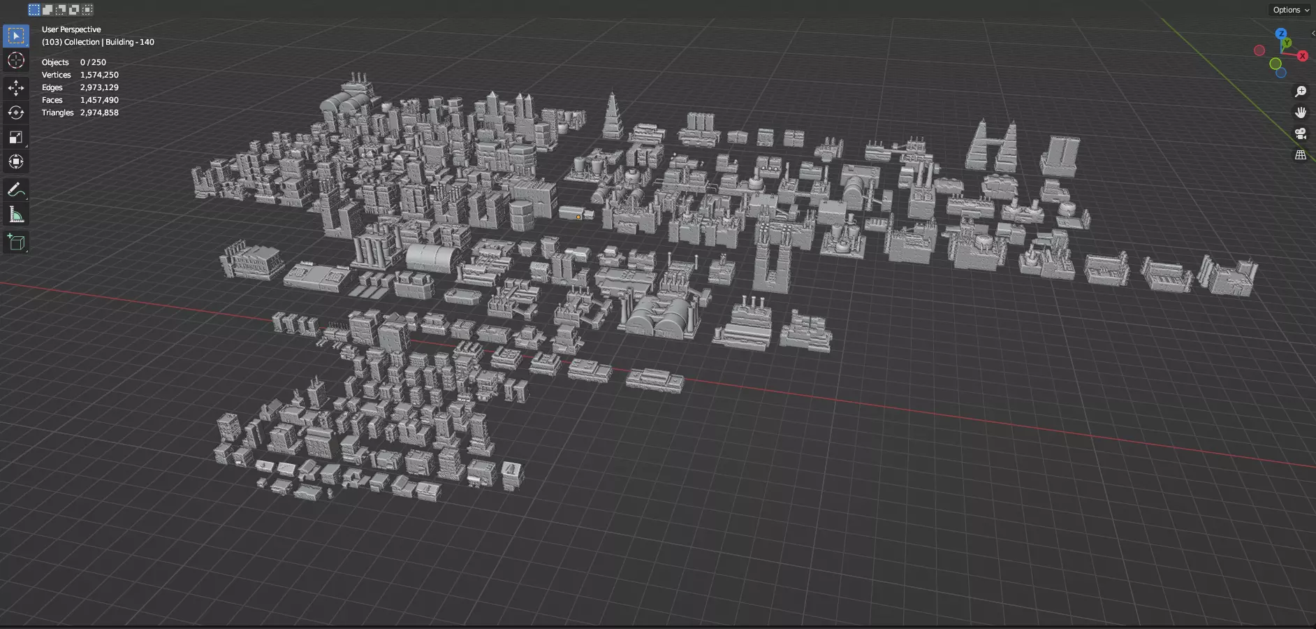 Low Poly City Buildings Pack Of 280 - Game Ready - Untextured Low-poly 3D model_118