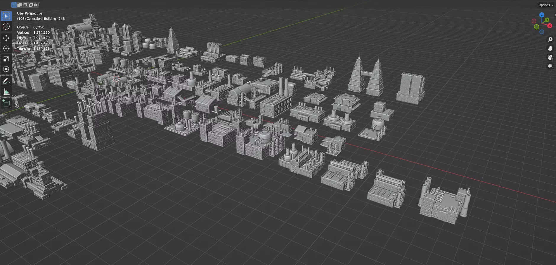 Low Poly City Buildings Pack Of 280 - Game Ready - Untextured Low-poly 3D model_123