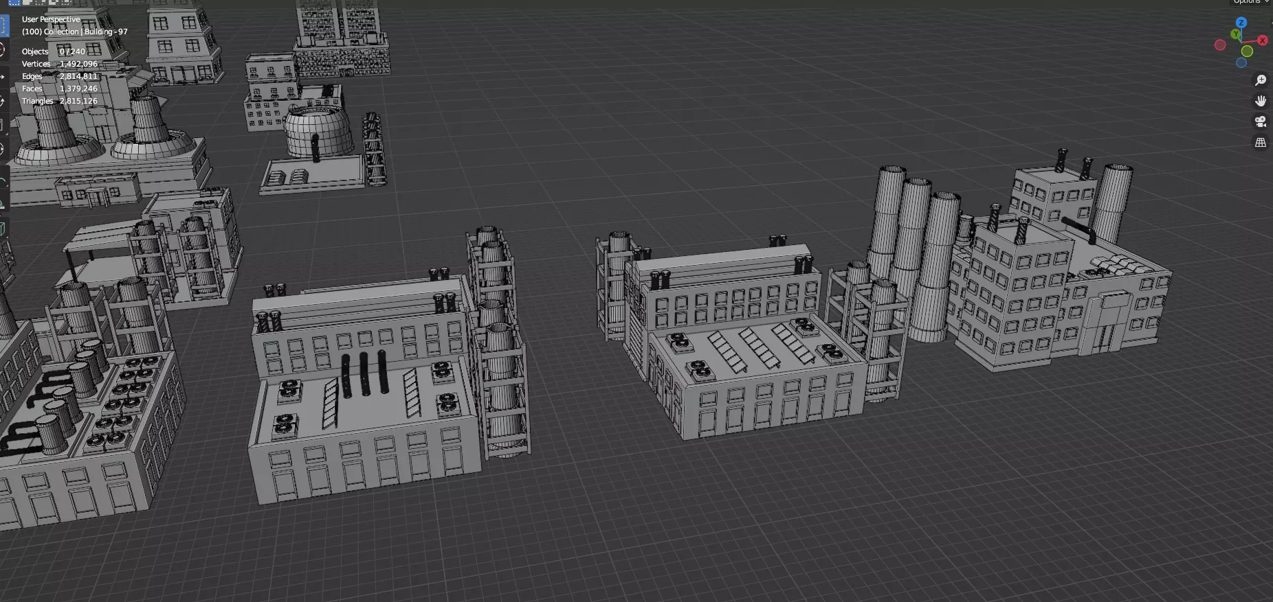 Low Poly City Buildings Pack Of 280 - Game Ready - Untextured Low-poly 3D model_18