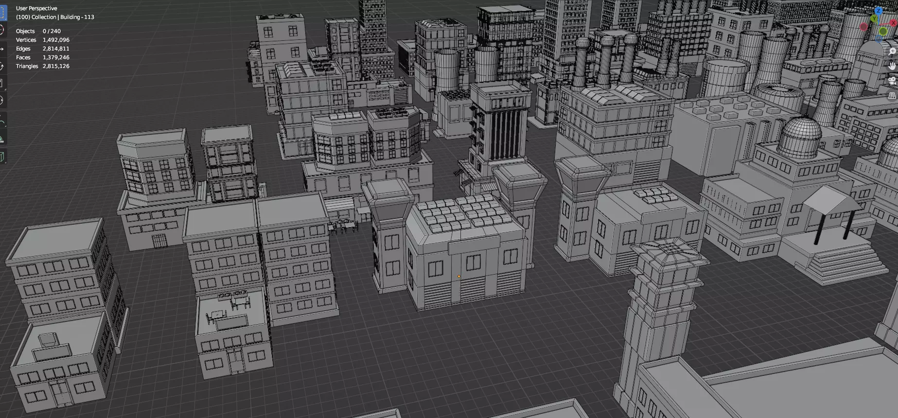 Low Poly City Buildings Pack Of 280 - Game Ready - Untextured Low-poly 3D model_32