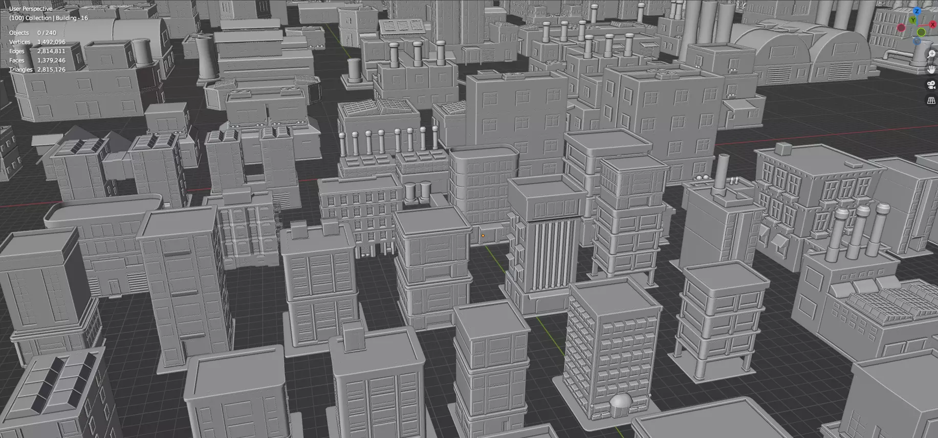 Low Poly City Buildings Pack Of 280 - Game Ready - Untextured Low-poly 3D model_115