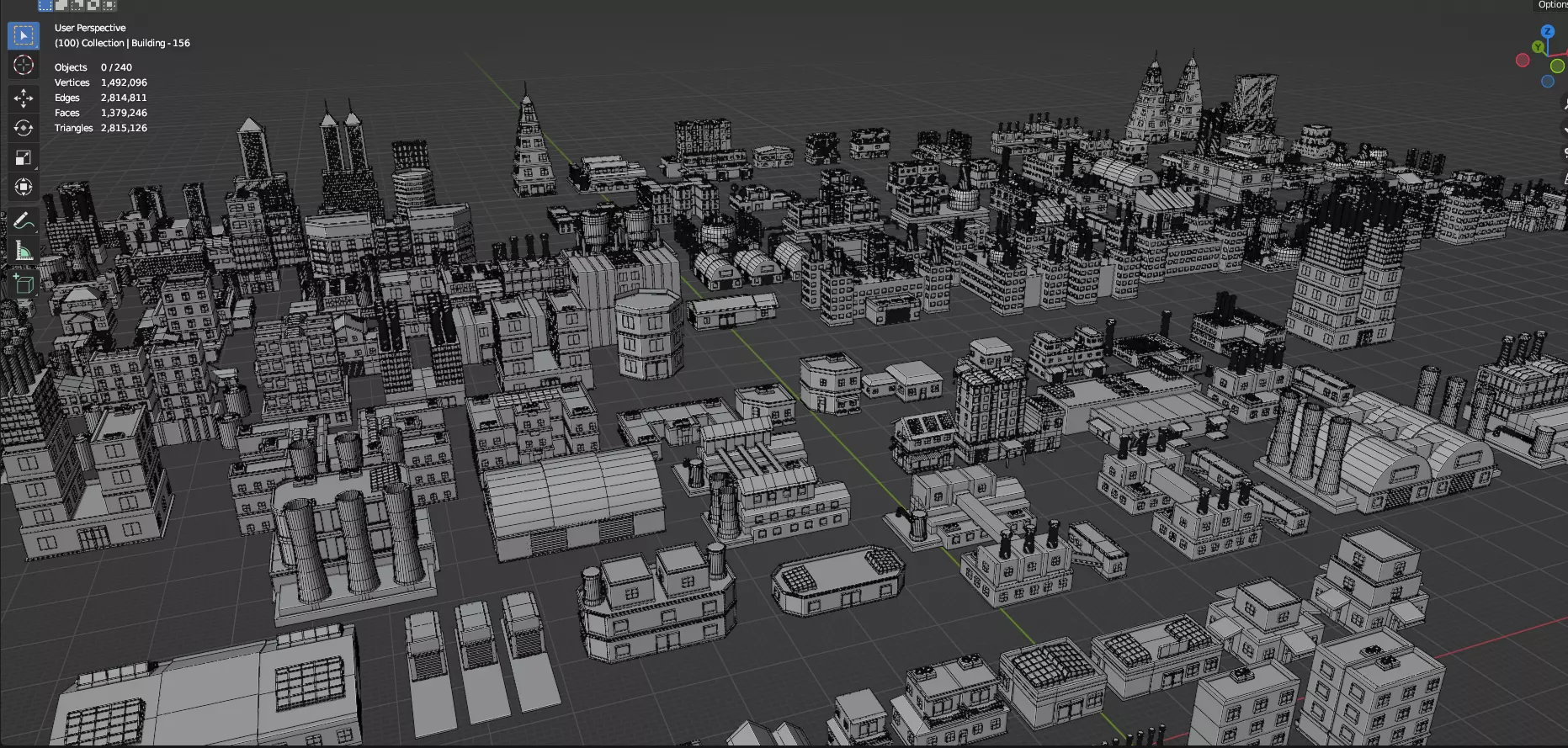 Low Poly City Buildings Pack Of 280 - Game Ready - Untextured Low-poly 3D model_12