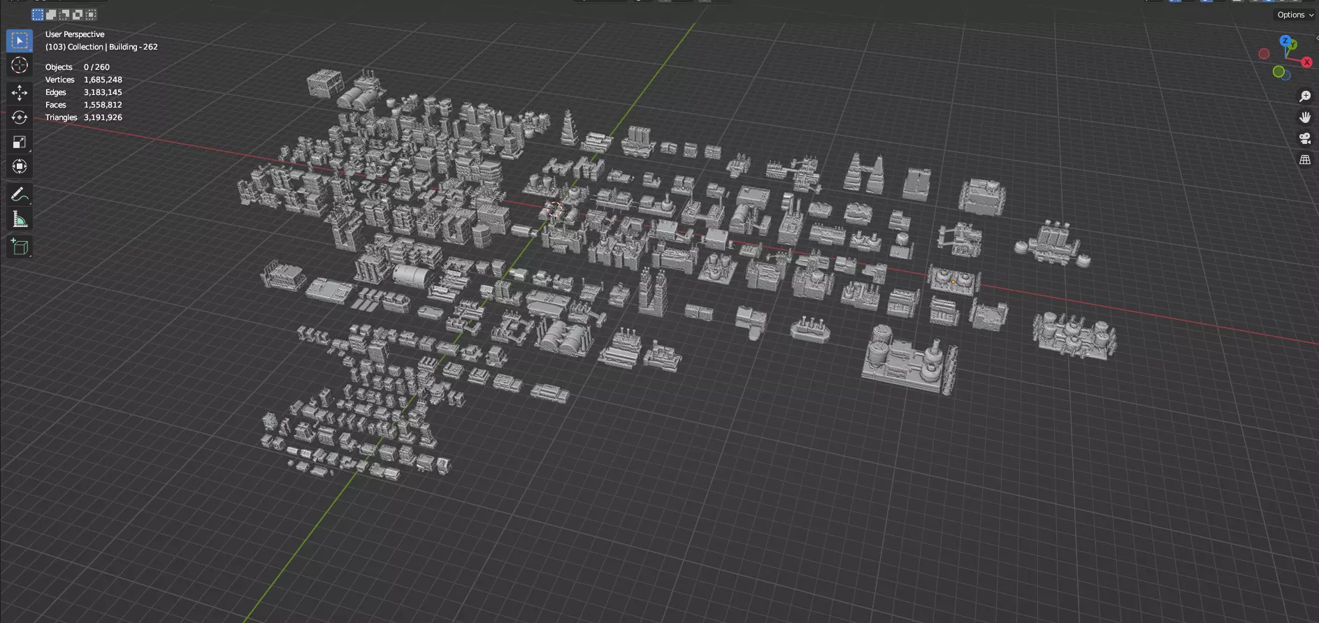Low Poly City Buildings Pack Of 280 - Game Ready - Untextured Low-poly 3D model_88