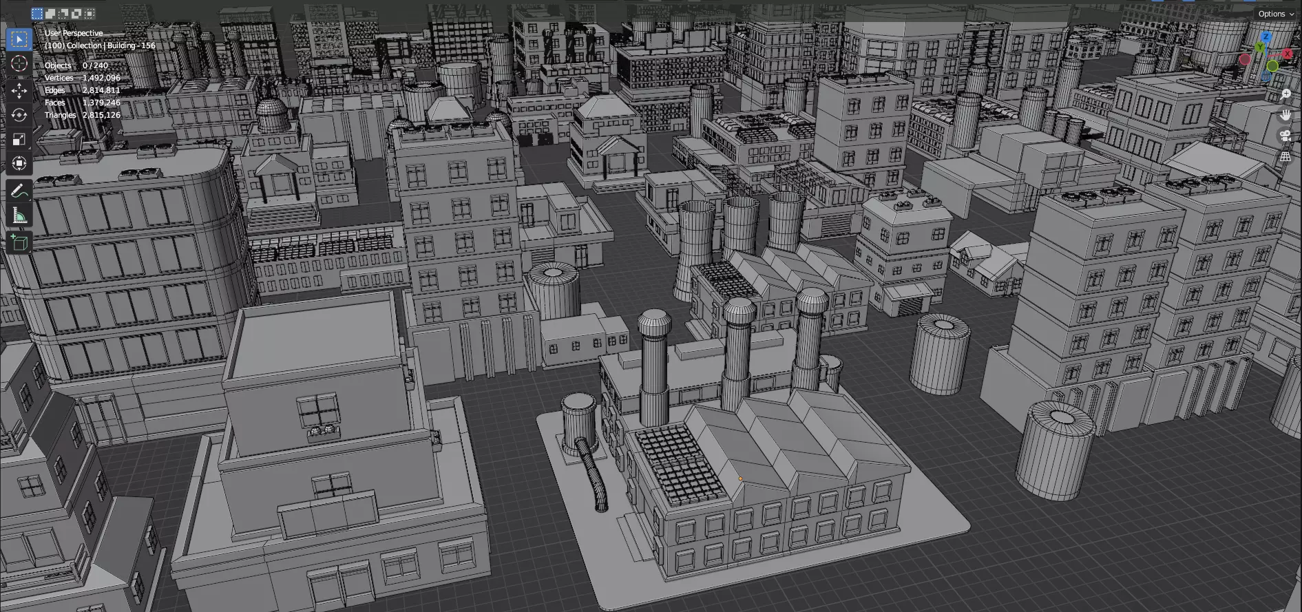Low Poly City Buildings Pack Of 280 - Game Ready - Untextured Low-poly 3D model_13