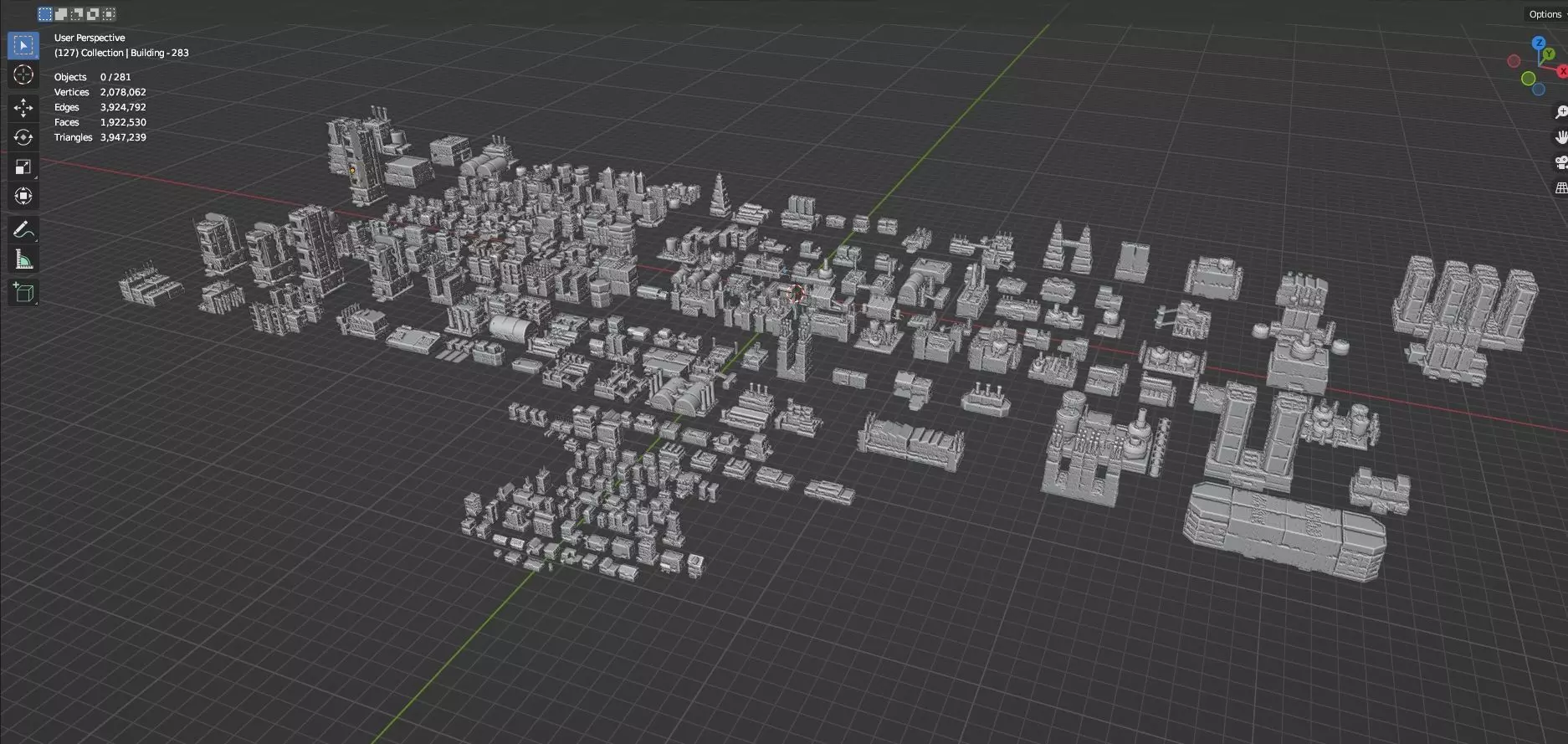 Low Poly City Buildings Pack Of 280 - Game Ready - Untextured Low-poly 3D model_127