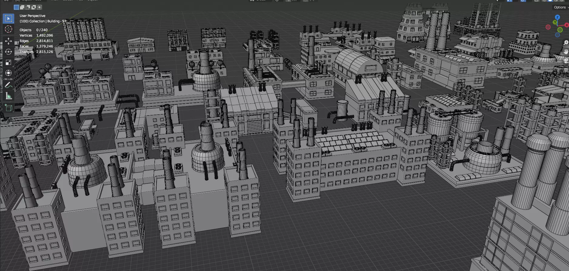 Low Poly City Buildings Pack Of 280 - Game Ready - Untextured Low-poly 3D model_16